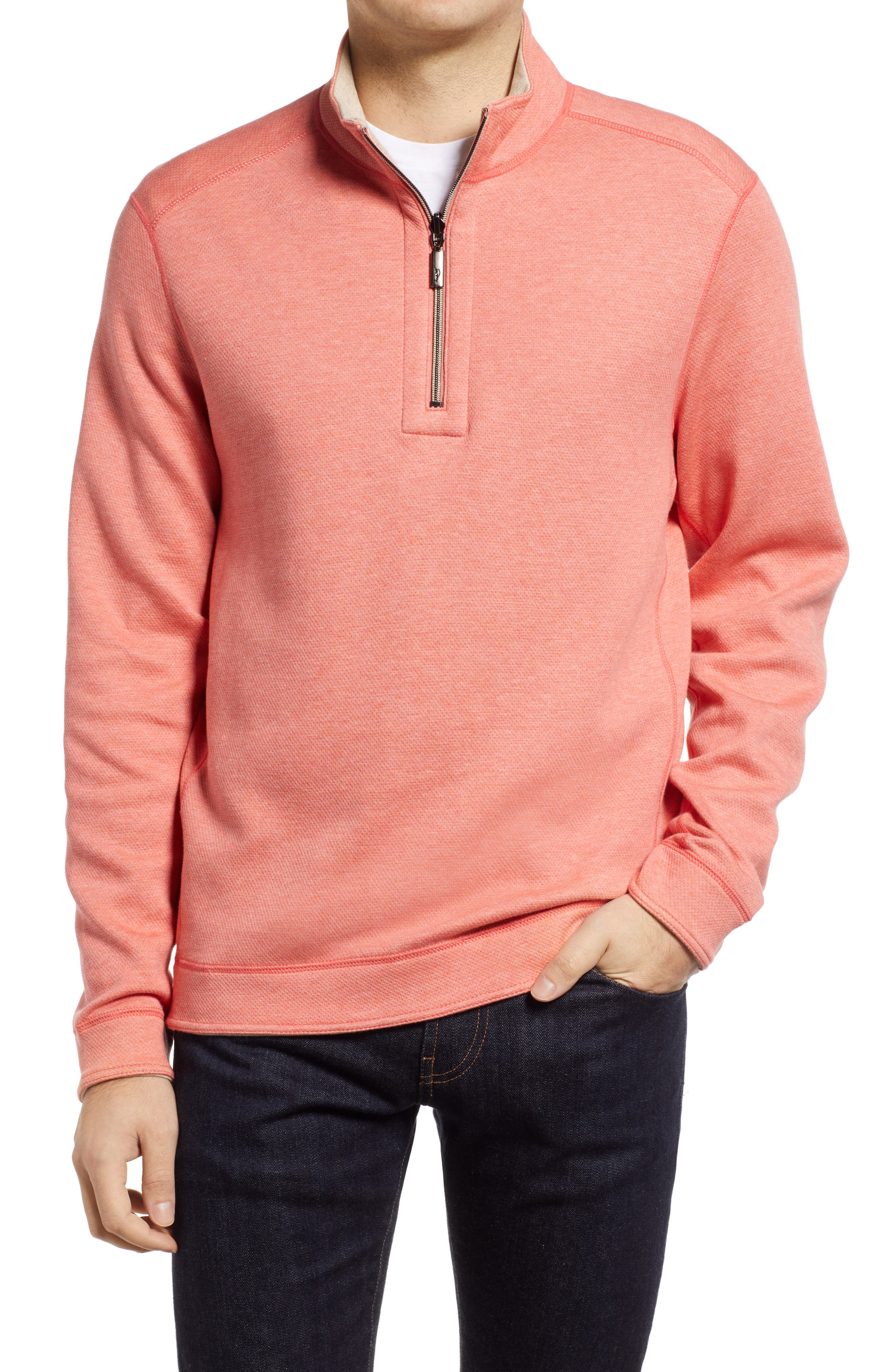 pink quarter zip pullover