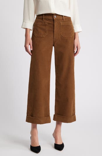 Brown wide leg corduroy pants hotsell