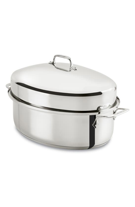 All-clad 10-quart Covered Oval Roaster & Lid In Silver