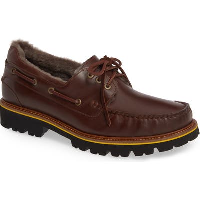 Samuel Hubbard Early Winter Genuine Shearling Boat Shoe, Brown