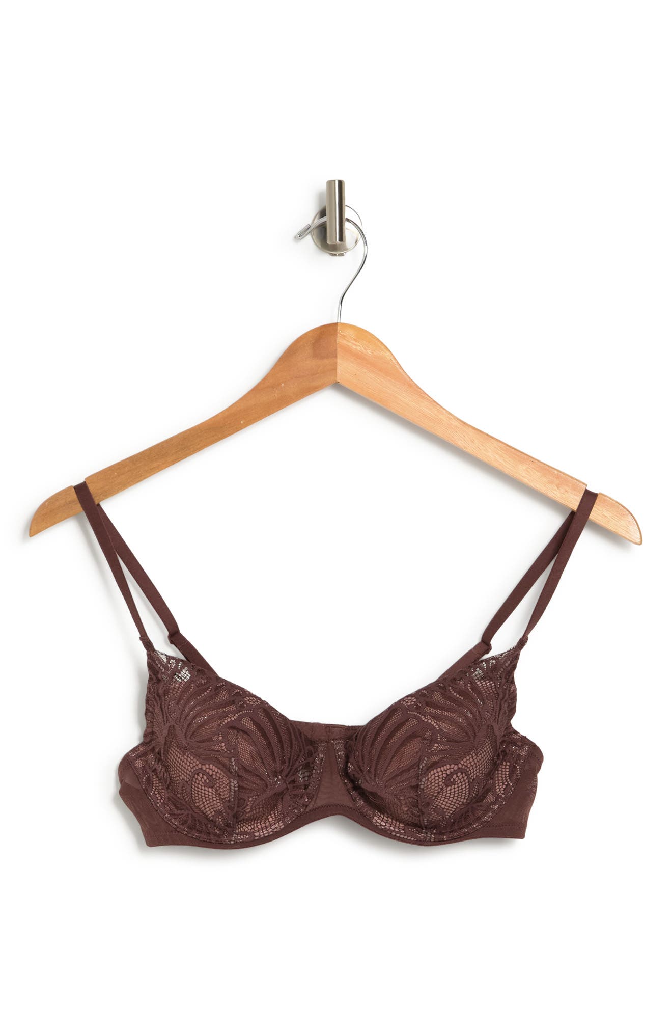 Felina Tempting Floral Lace Contour Bra In Cocoa