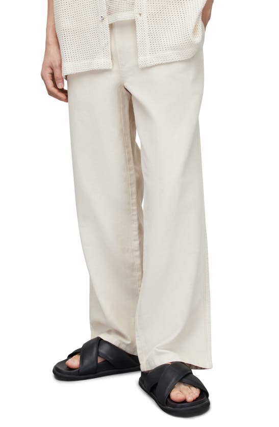 Allsaints Hanbury Cotton & Linen Drawstring Trousers In Oyster Grey