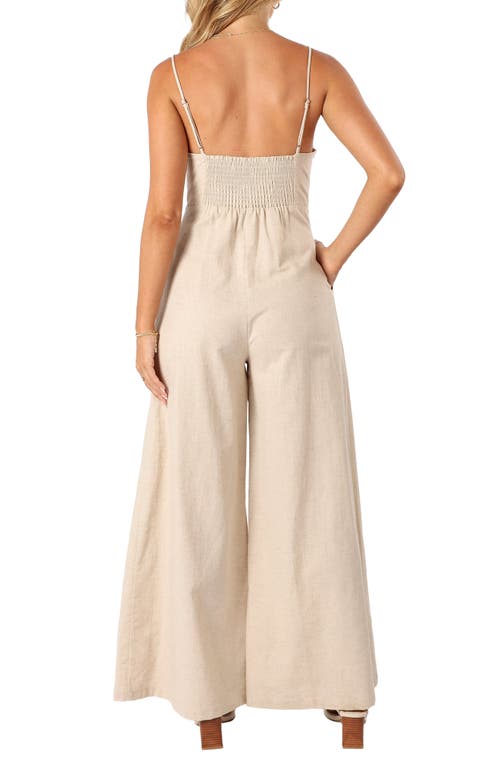 Petal And Pup Petal & Pup Lila Wide Leg Cotton & Linen Jumpsuit In Neutral