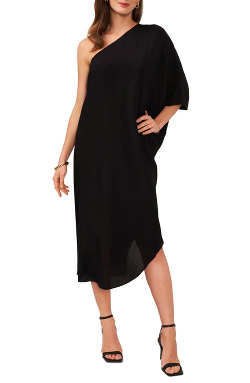 Vince Camuto One-shoulder Asymmetric Caftan Dress In Rich Black