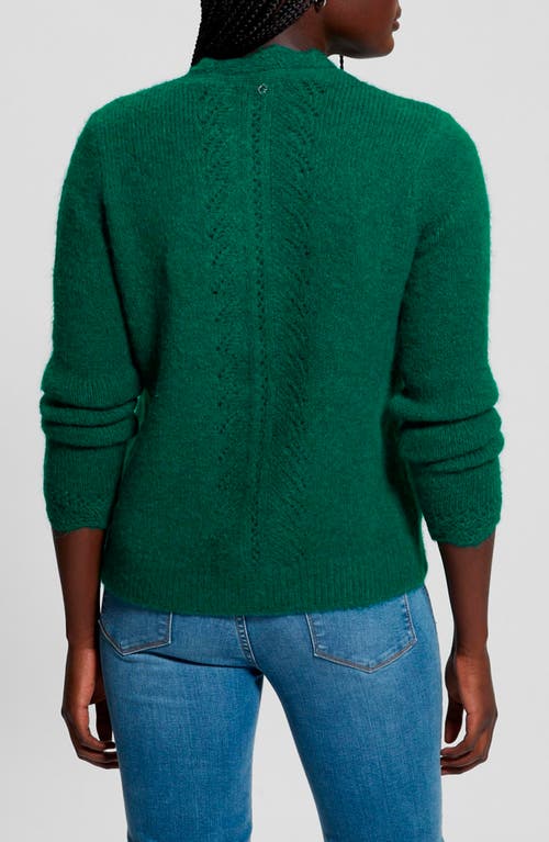 Guess Macie Pointelle Detail Cardigan In Adventurous Green