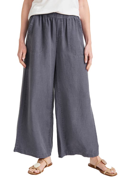 Angie Lyocell & Linen Palazzo Pants in Ash Navy