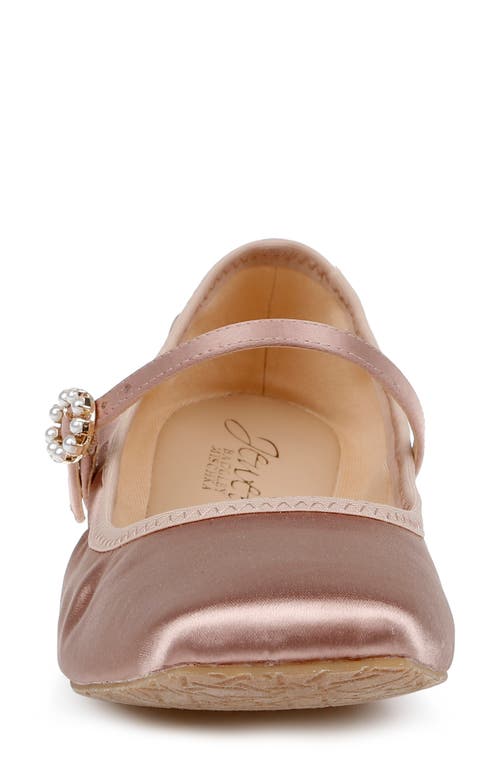 Shop Jewel Badgley Mischka Kaya Mary Jane Flat In Blush Satin