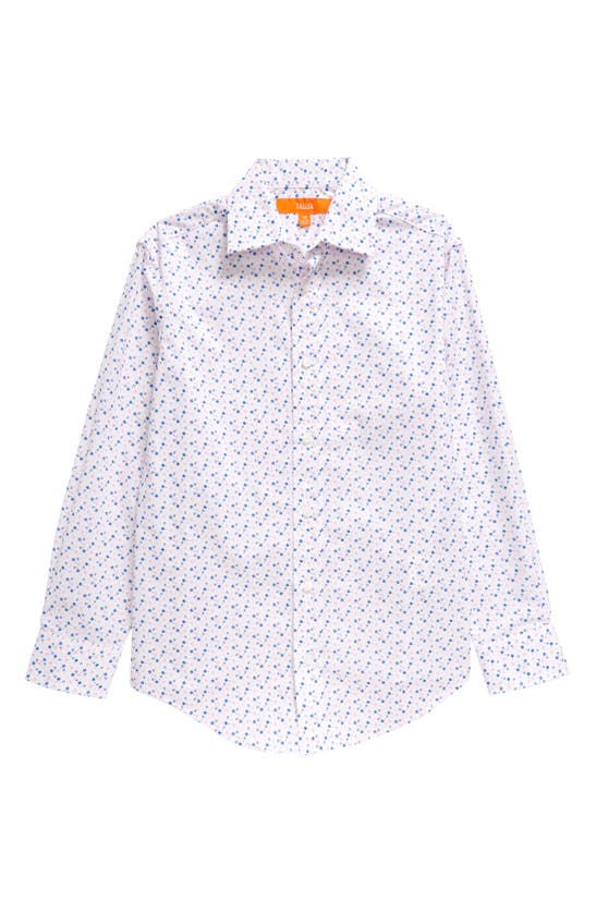 Tallia Kids' Floral Button-up Shirt In White/ Pink