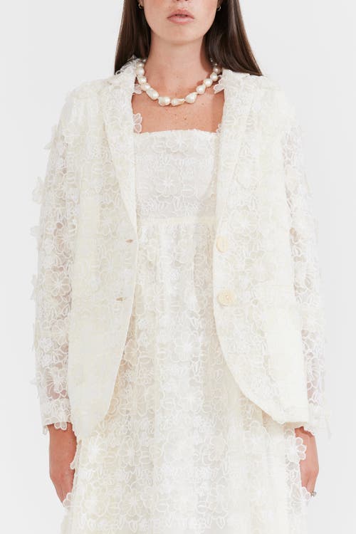 Eddy Jillette Lace Blazer In Vivid White Floral Lace