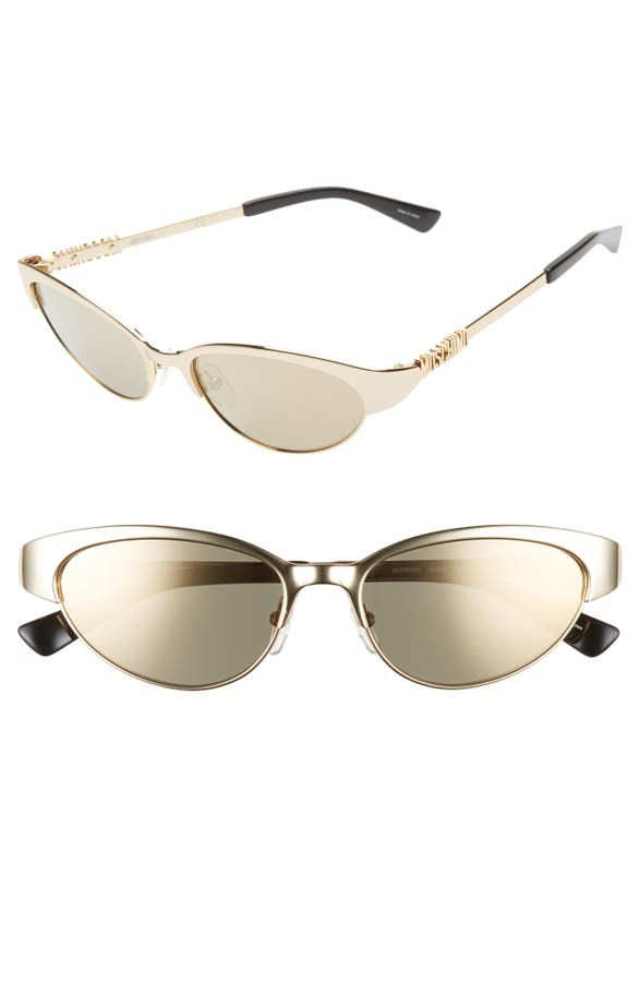 Click to view more detailed imagery on our partner's website Moschino Oval Mirrored Metal Sunglasses W/ Logo Detail In Rose Gold