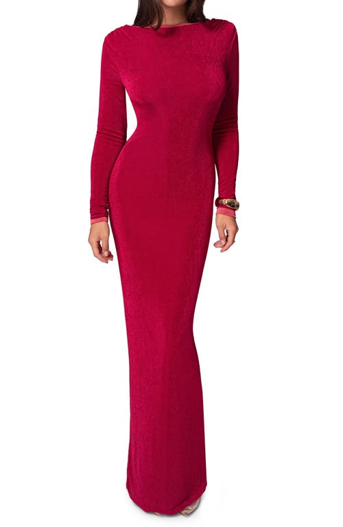 Shop Jluxlabel Ashton Reversible Long Sleeve Knit Gown In Berry