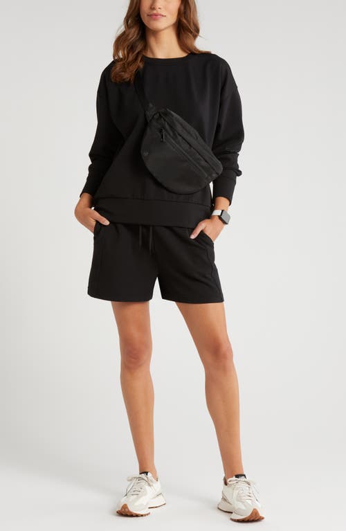 Shop Zella Plush Ottoman Sweatshirt In Black