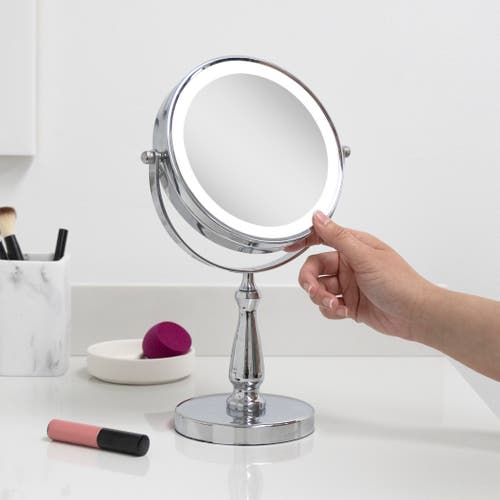 Shop Zadro Lighted Makeup Mirror With 8x/1x Magnifications In Chrome