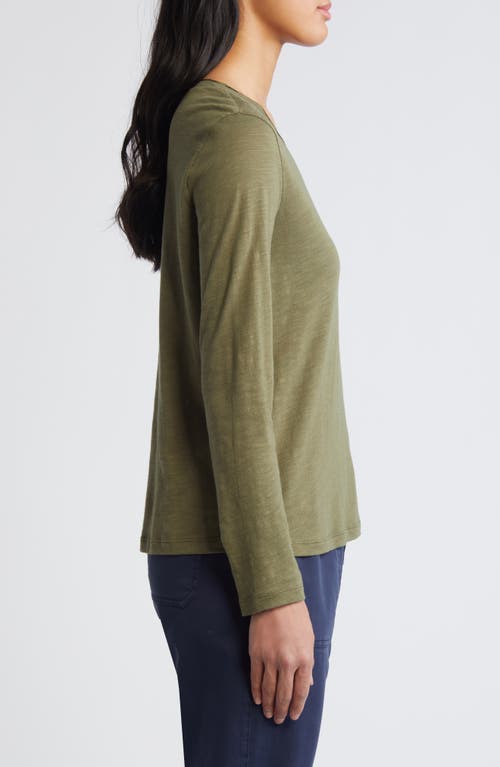 Shop Caslonr Caslon(r) Long Sleeve V-neck Shirt In Olive Burnt