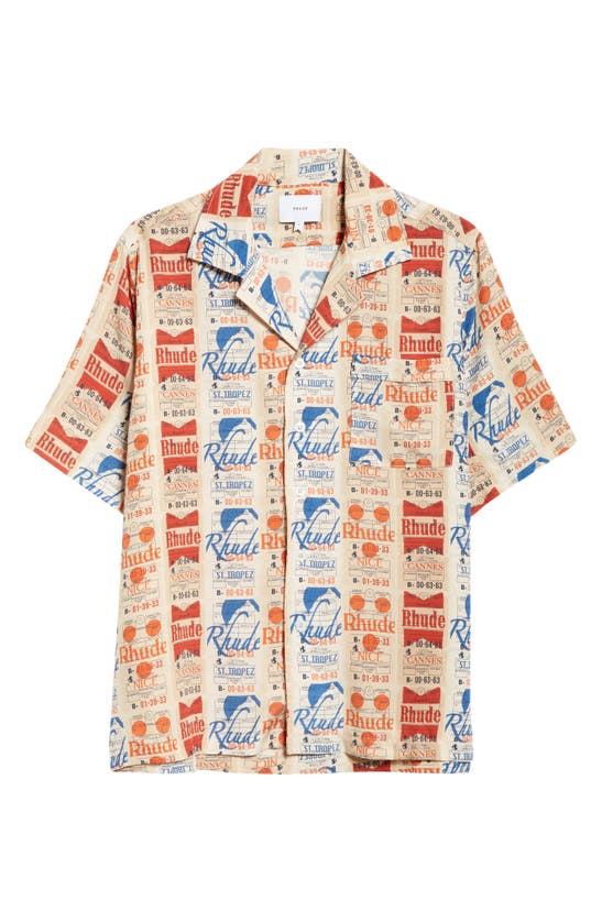 Shop Rhude Voyage De  Short Sleeve Silk Button-up Camp Shirt In Orange Multi