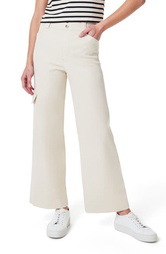 Shop Spanx ® Stretch Cotton Blend Twill Ankle Cargo Pants In Eggshell