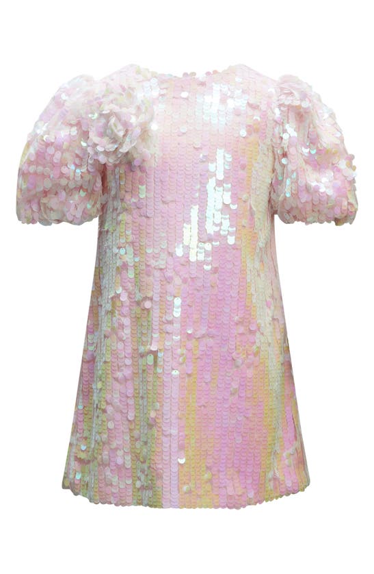 Shop Bardot Junior Kids' Giselle Puff Sleeve Sequin Minidress In Cameo Pink
