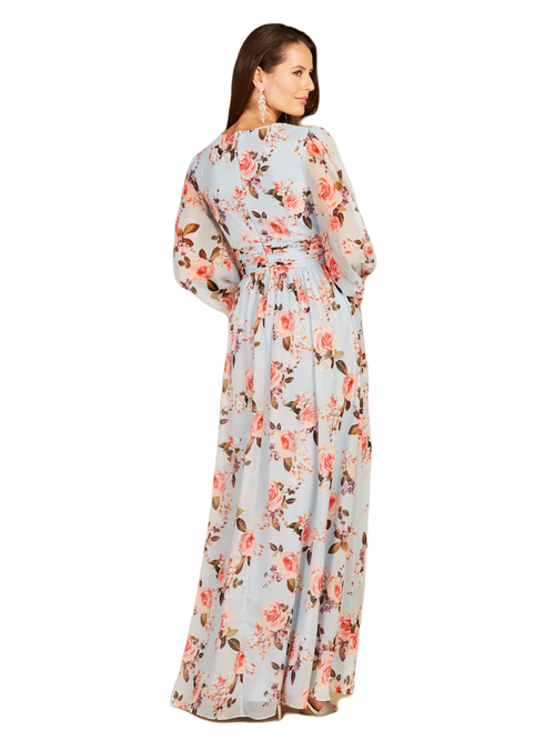 Shop Lara New York Long Sleeve Print Dress In Skyblue