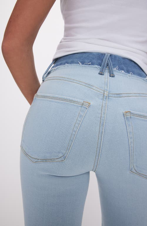 GOOD AMERICAN GOOD AMERICAN GOOD LEGS TWO-TONE HIGH WAIST ANKLE STRAIGHT LEG JEANS 