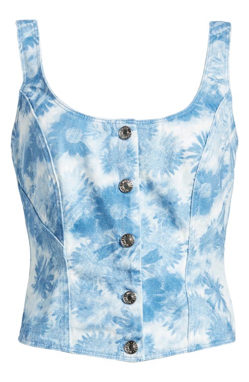 Shop Mistress Rocks Blue Floral Denim Top In Blue Floral Print