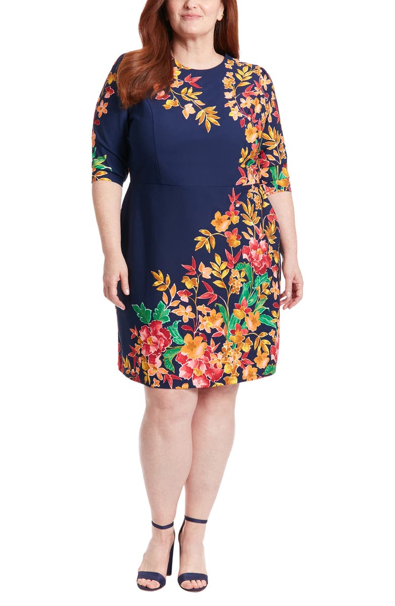 London Times Floral Puff Sleeve Sheath Dress | Nordstromrack