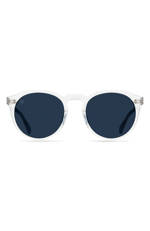 Remmy 49mm Polarized Round Sunglasses in Crystal Clear/Pol Blue Smoke