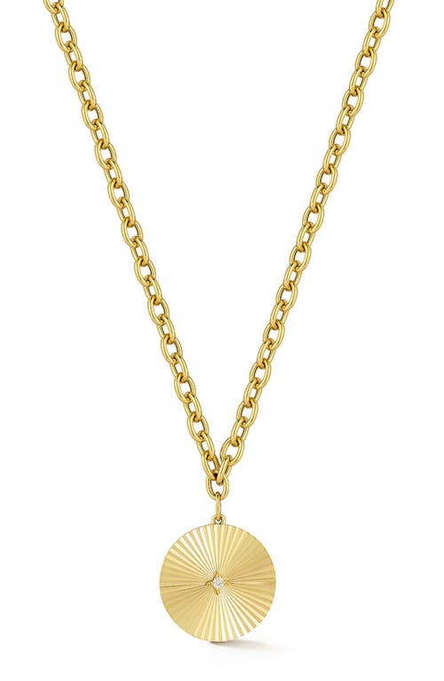 Disc Diamond Pendant Necklace in 14K Yellow Gold