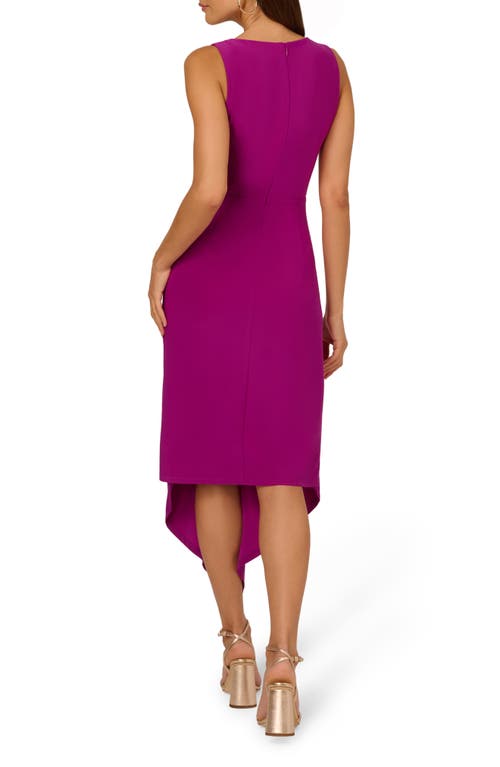 Shop Adrianna Papell Sleeveless Ruched Asymmetric Midi Dress In Wild Magenta