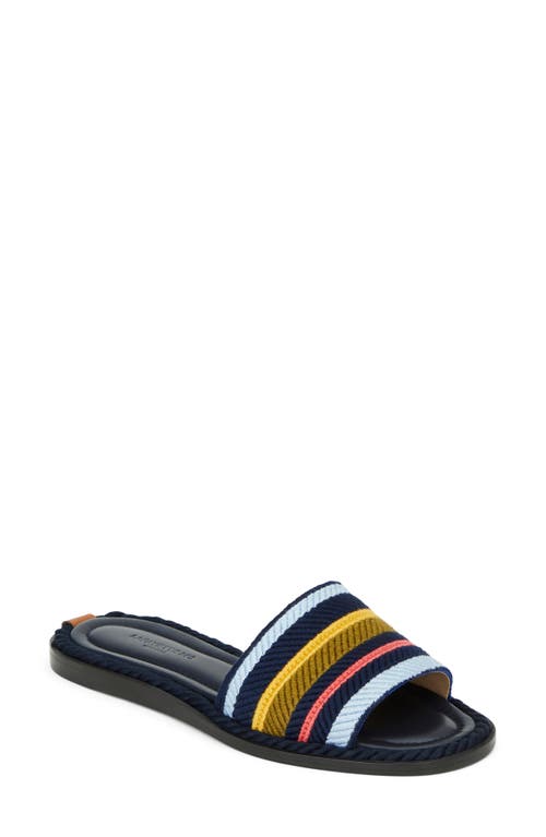 Lafayette 148 New York Embroidered Stripe Slide Sandal in Navy Multi