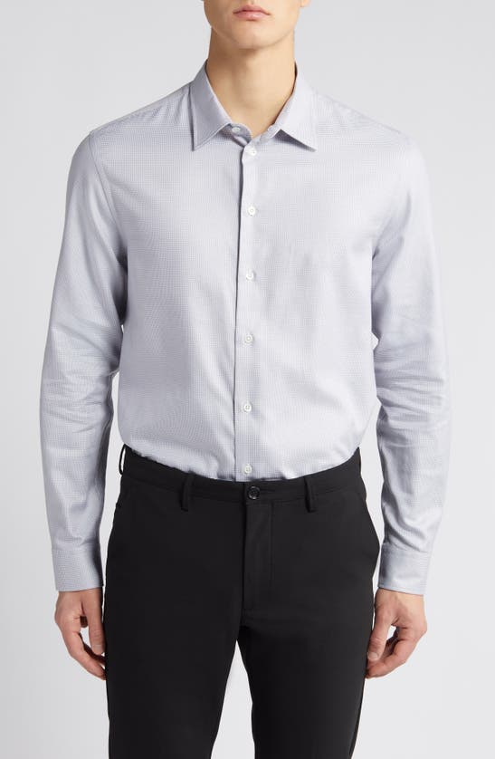 Emporio Armani Micro Check Cotton Button-up Shirt In Grey