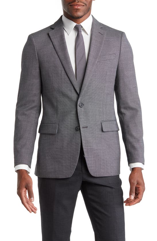 Shop Original Penguin Birdseye Stretch Wool Blend Sport Coat In Charcoal