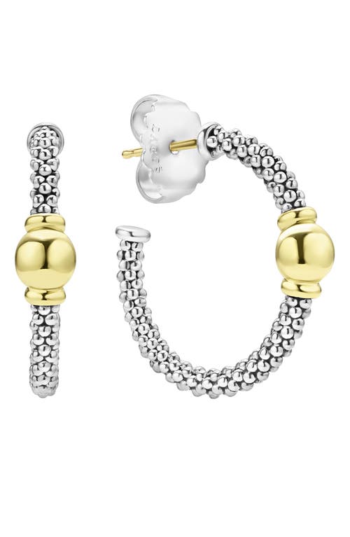 Lagos Signature Caviar Bead Station Hoop Earrings In Two-tone