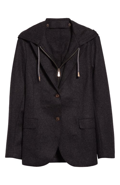 Eleventy Wool Blend Flannel Blazer With Removable Hooded Bib In 22n Black