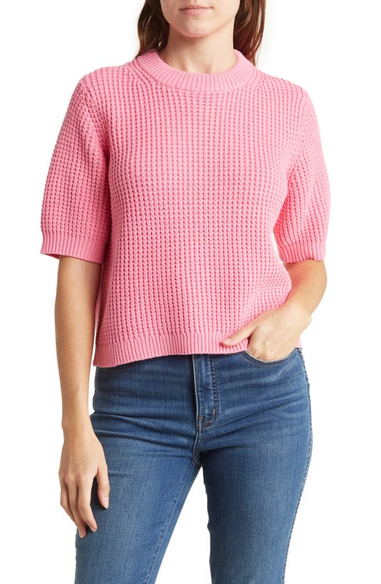 French Connection Luna Mozart Waffle Knit Sweater In Aurora Pink