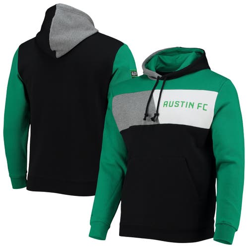 Men's Mitchell & Ness Black/Green Austin FC Colorblock Fleece Pullover Hoodie