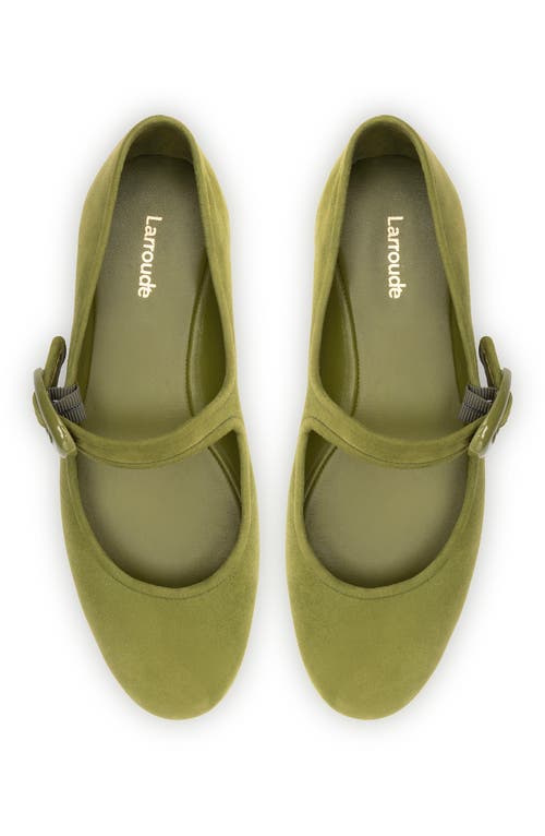 Larroude Verona Suede Mary Jane Ballerina Flats In Seaweed