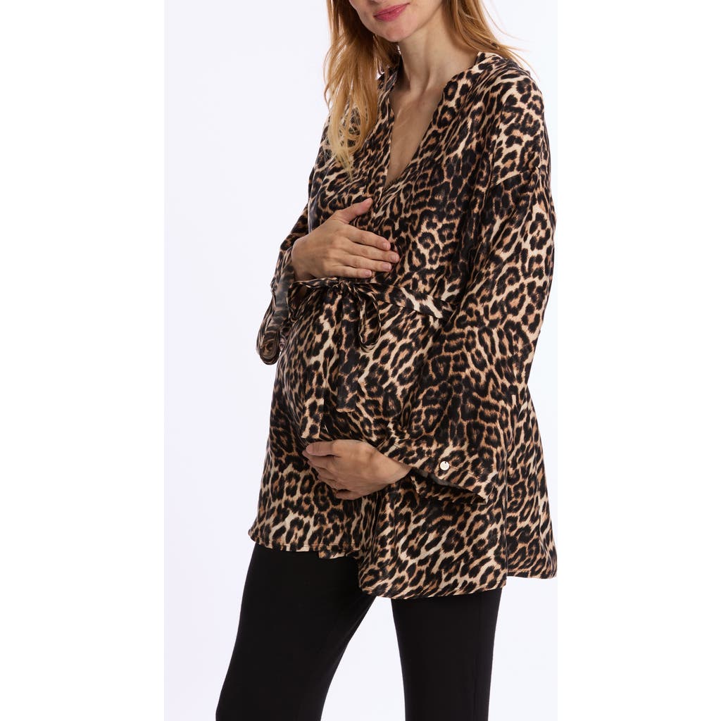 Cache Coeur Roxane Maternity Robe In Leopard