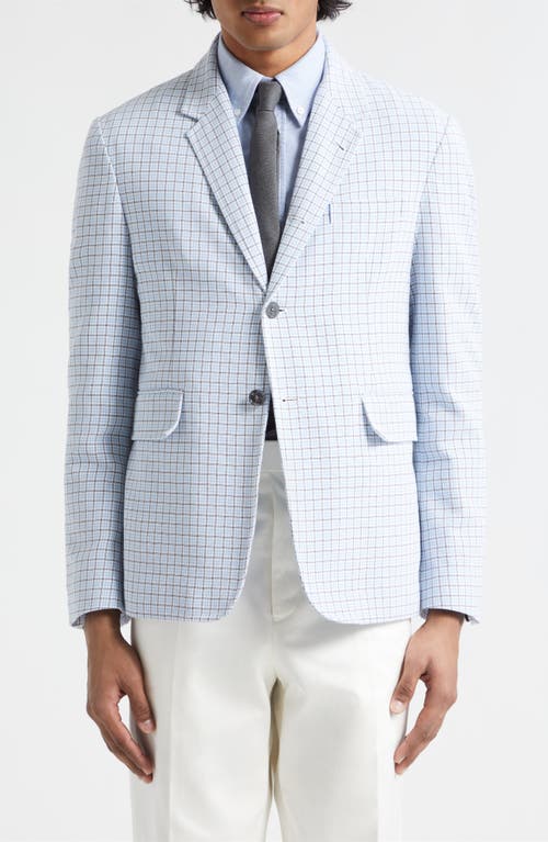 Thom Browne Check Crepe Classic Sport Coat Medium Blue at Nordstrom,