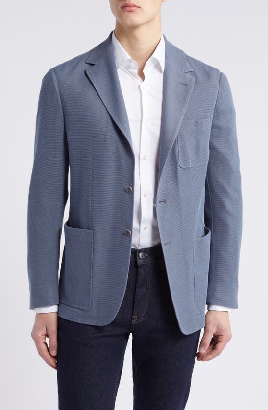 Shop Canali Trim Fit Knit Cotton Blend Sport Coat In Blue