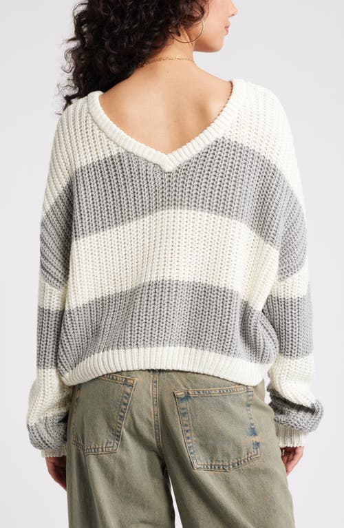 Shop Bp. Relaxed Reversible Sweater In Grey Marl Stripe