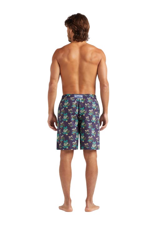 Vilebrequin Landscapes Turtles-print Swim Shorts In Minuit