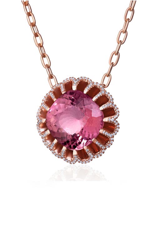 Mindi Mond Floating Pink Tourmaline & Diamond Pendant Necklace In Rose/diamond/tourmaline