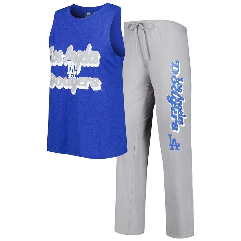 Concepts Sport Women's Grey And Royal Los Angeles Dodgers Wordmark Meter Muscle  Tank Top And Trousers S In Grey,royal