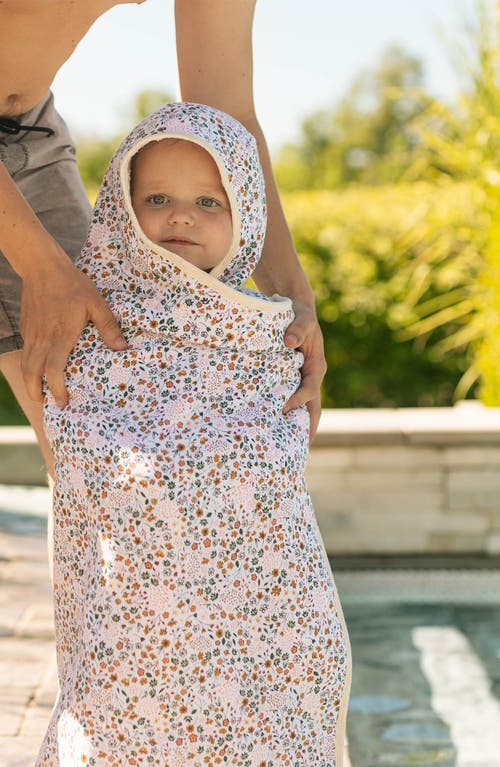 Little Unicorn Cotton Muslin & Terry Hooded Towel In Pressed Petals