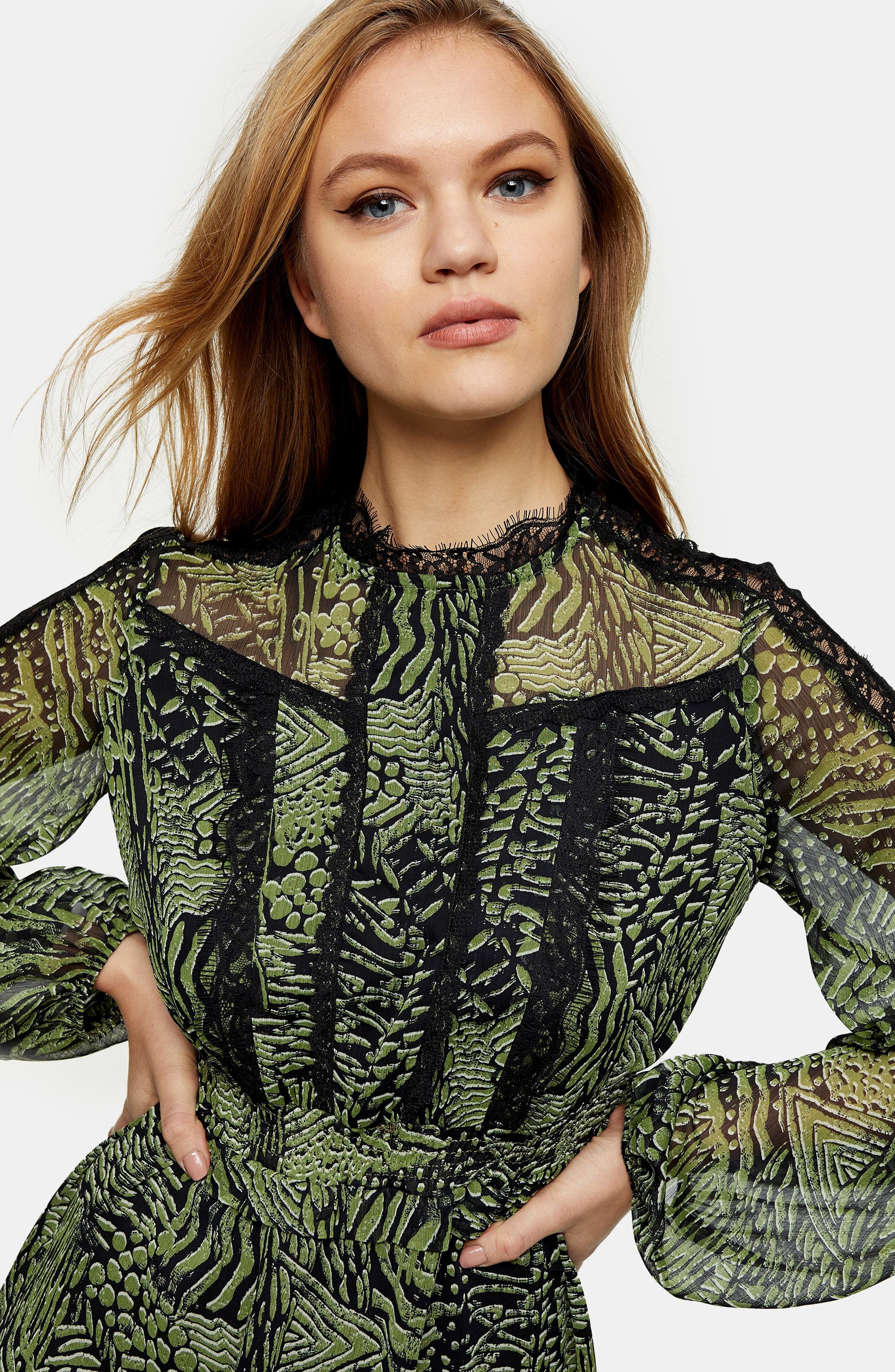 Print Long Sleeve Midi Dress Nordstrom