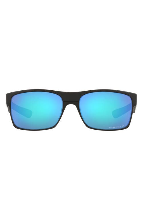 Oakley 60mm Polarized Square Sunglasses in Matte Black/Prizm Sapphire at Nordstrom