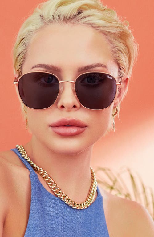 Shop Quay Jezabell 57mm Round Sunglasses In Gold/smoke