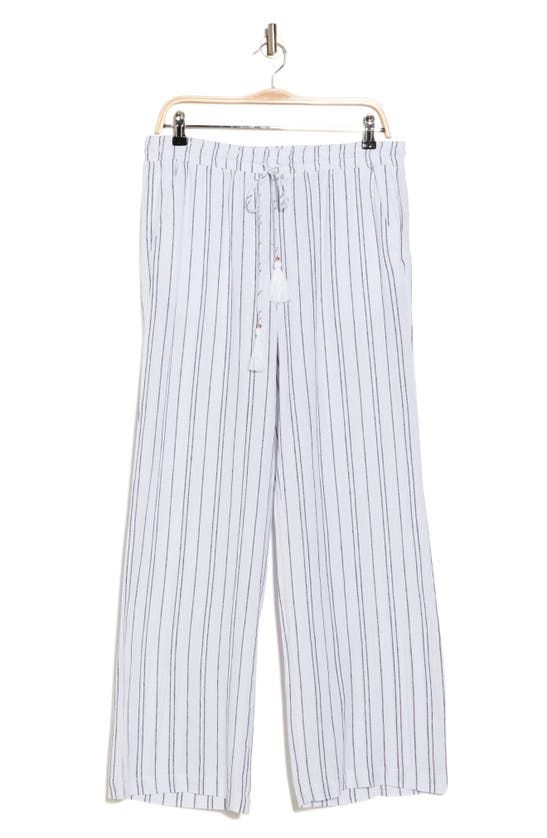 Ellen Tracy Wide-leg Pants In Black/ White Stripe