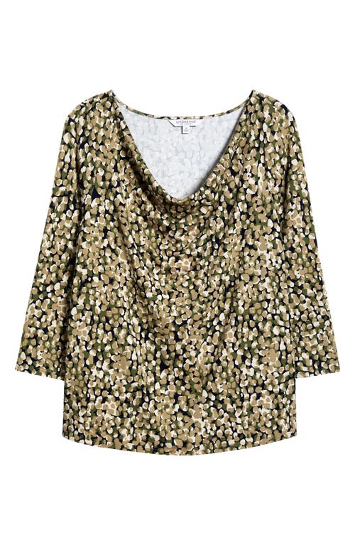 Shop Liverpool Print Cowl Neck Top In Olive Camo Dot