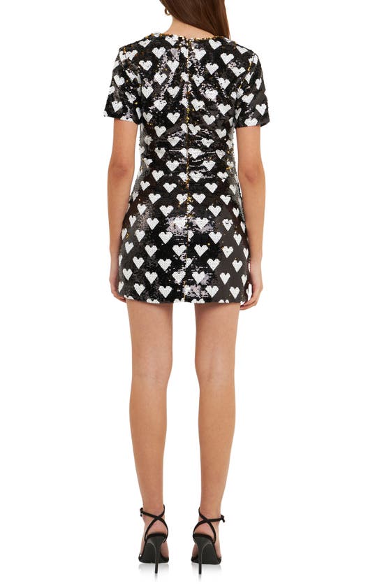 Endless Rose Sequin Heart Minidress In Black/ White